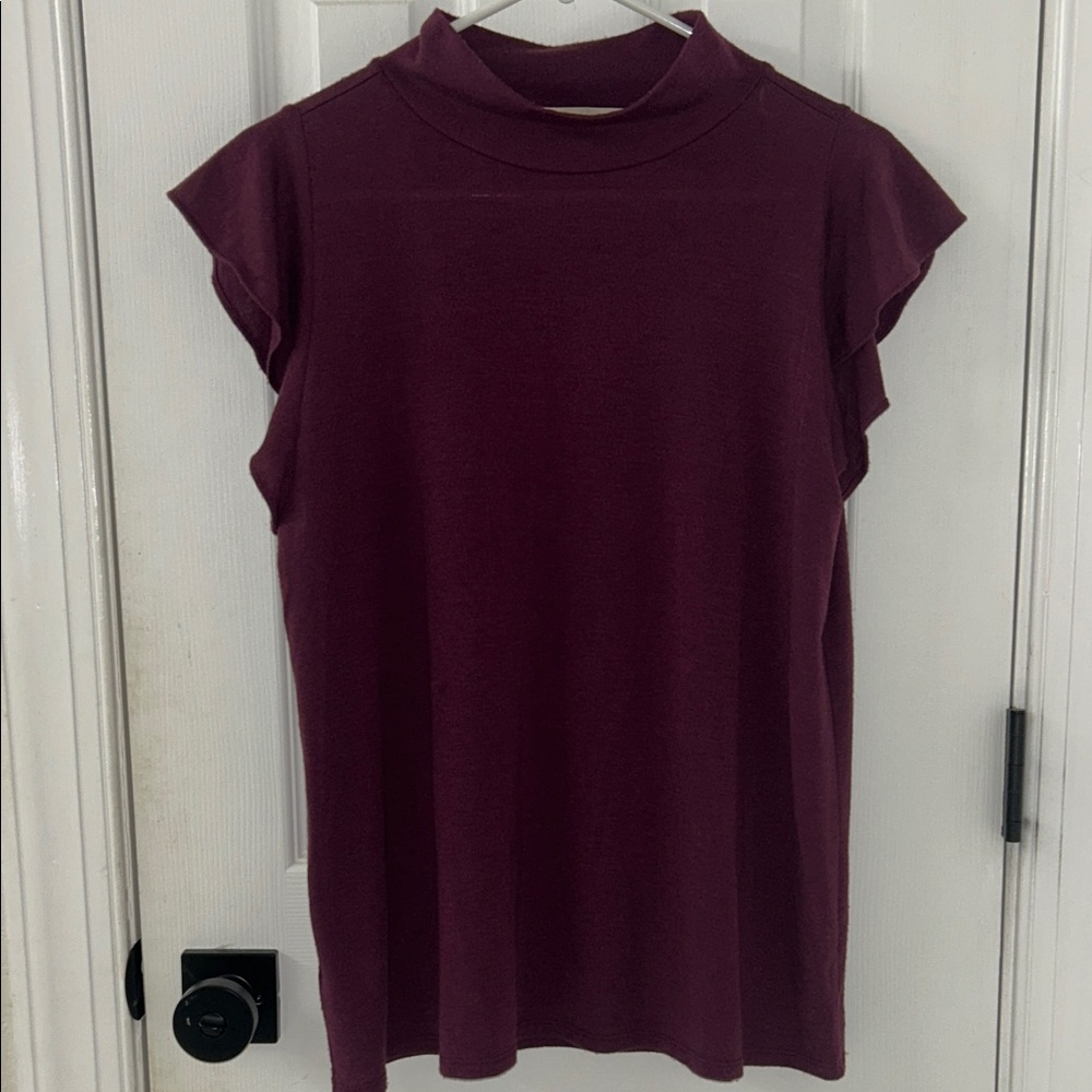 LOFT Mock Neck Flutter Sleeve Top